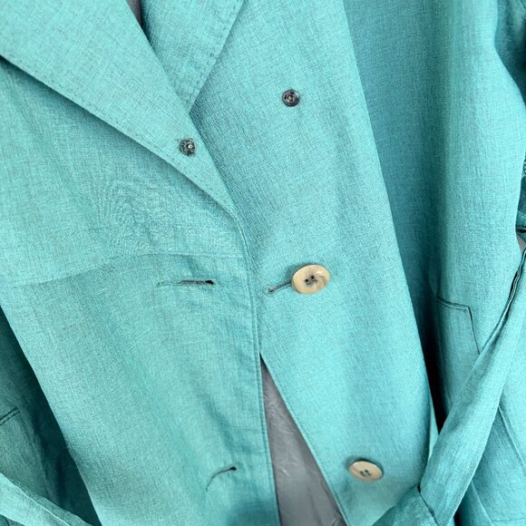 Vintage dropped shoulder trench coat in green - Picture 3 of 11